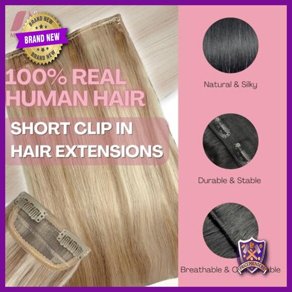 12 Inch Human Hair Clip-In Extensions, 2 Piece Set for Volume & Length main image 4